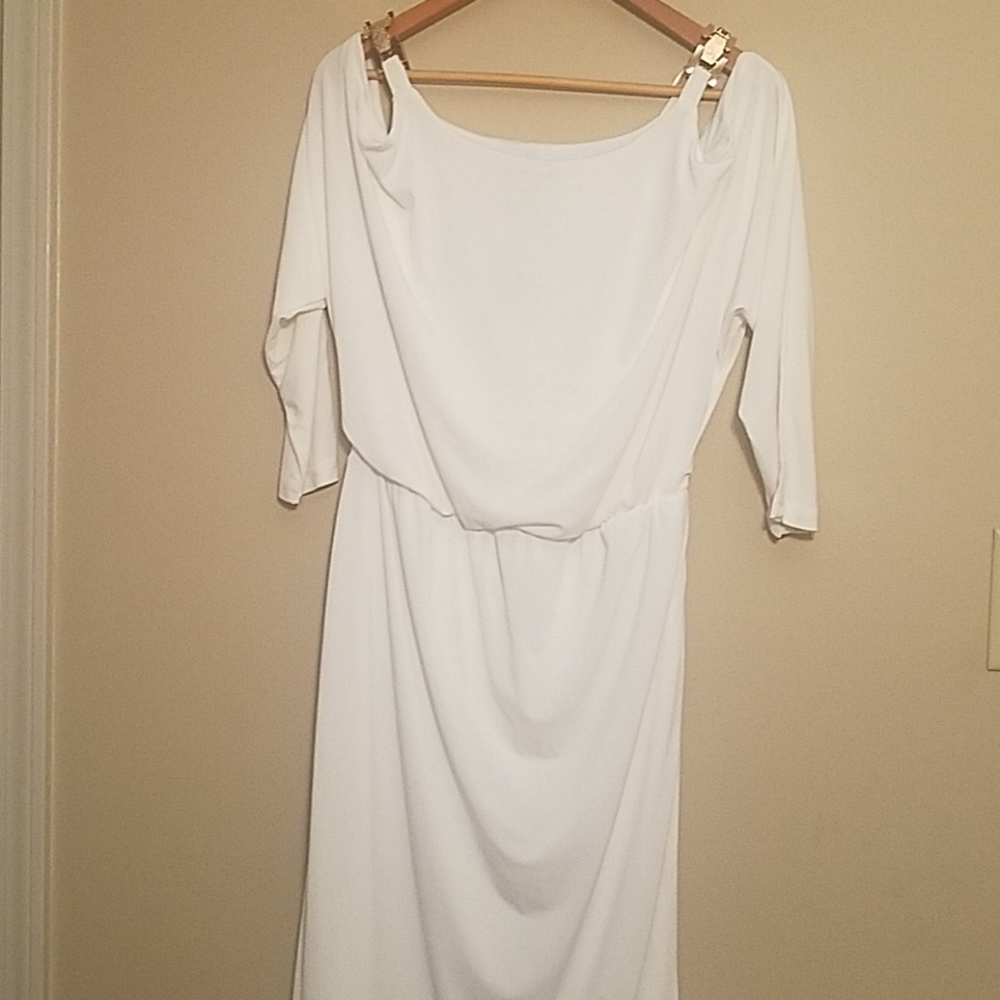 Ashley Stewart cold shoulder ivory dress size 12